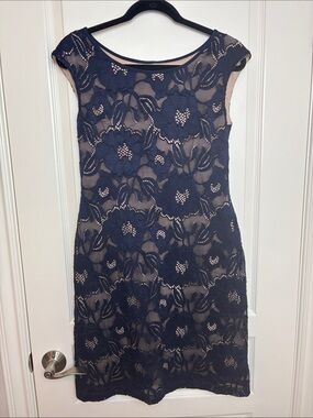 Connected Apparel Navy Lace Dress Size 6